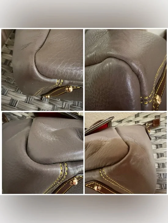 Dooney & Bourke Gray Pebbled Leather Satchel with Brown Trim - Picture 12 of 16